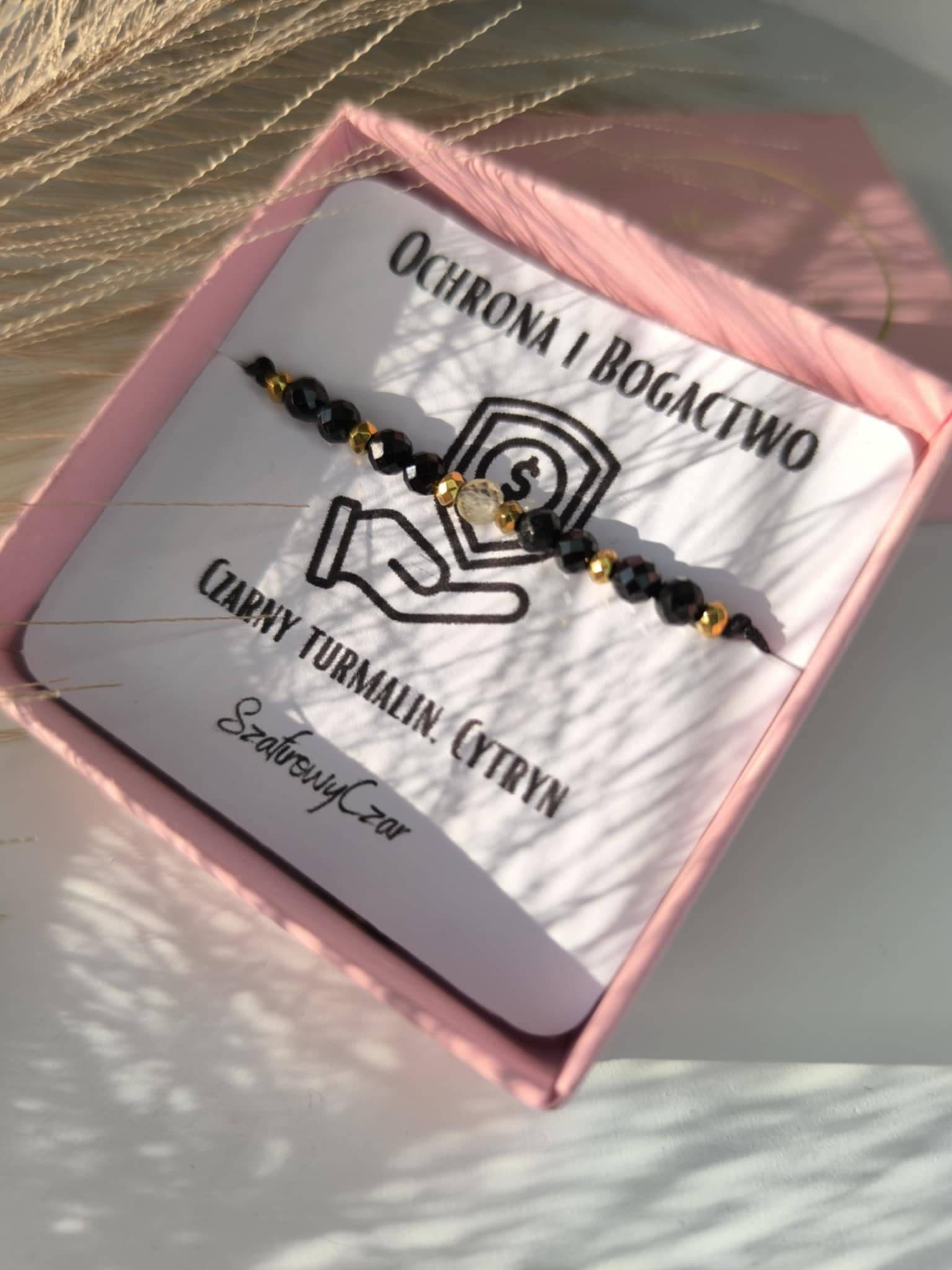 Bransoletka ochronna czarny turmalin i cytryn