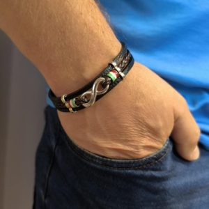 Bransoletka męska skórzana ze znakiem nieskończoności