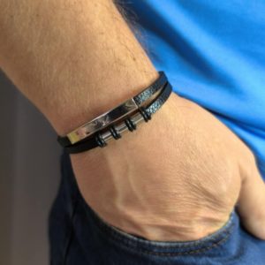 Bransoletka męska skórzana