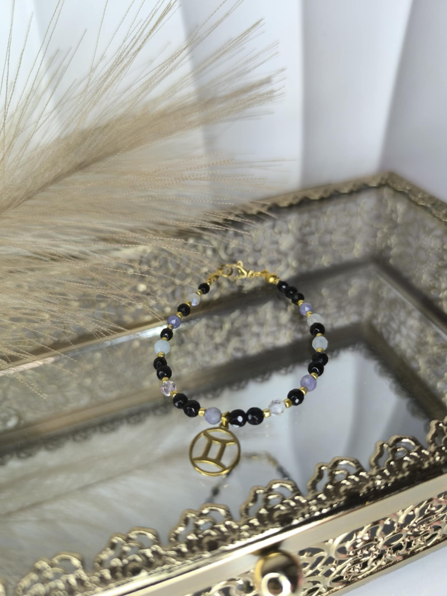 Bransoletka zodiakalna bliźnięta z kamieni naturalnych