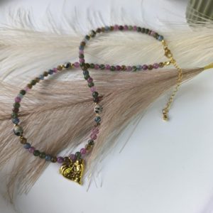 Naszyjnik ręcznie wykonany z kamieni naturalnych z dodatkiem stali nierdzewnej