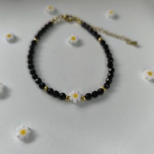 Bransoletka z onyksu czarnego na lince jubilerskiej