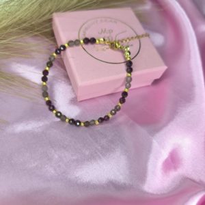 Bransoletka uziemienie i pasja z granatu i kwarcu dymnego