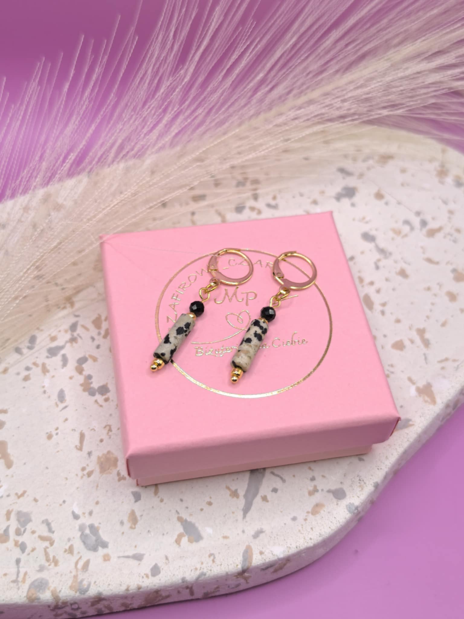 Kolczyki jaspis dalmatyński