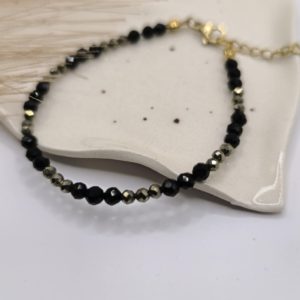 Bransoletka dobrobyt Czarny turmalin i piryt