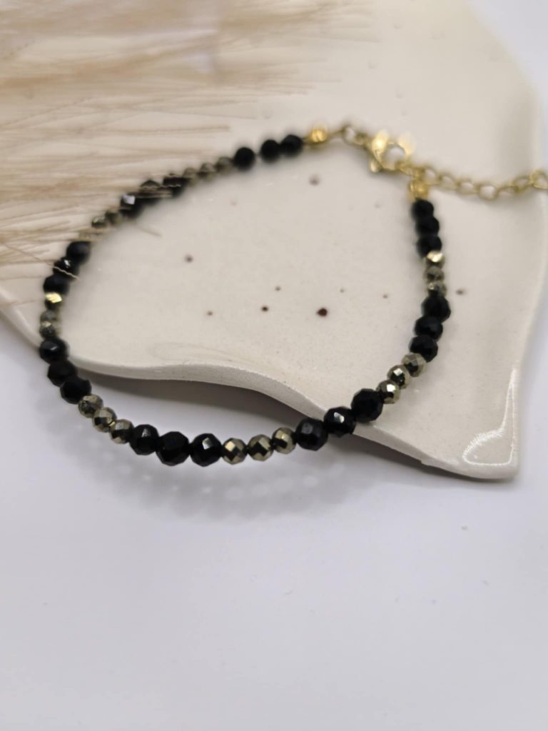 Bransoletka dobrobyt Czarny turmalin i piryt