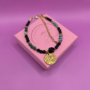 Bransoletka Oko proroka turkus hematyt i onyks