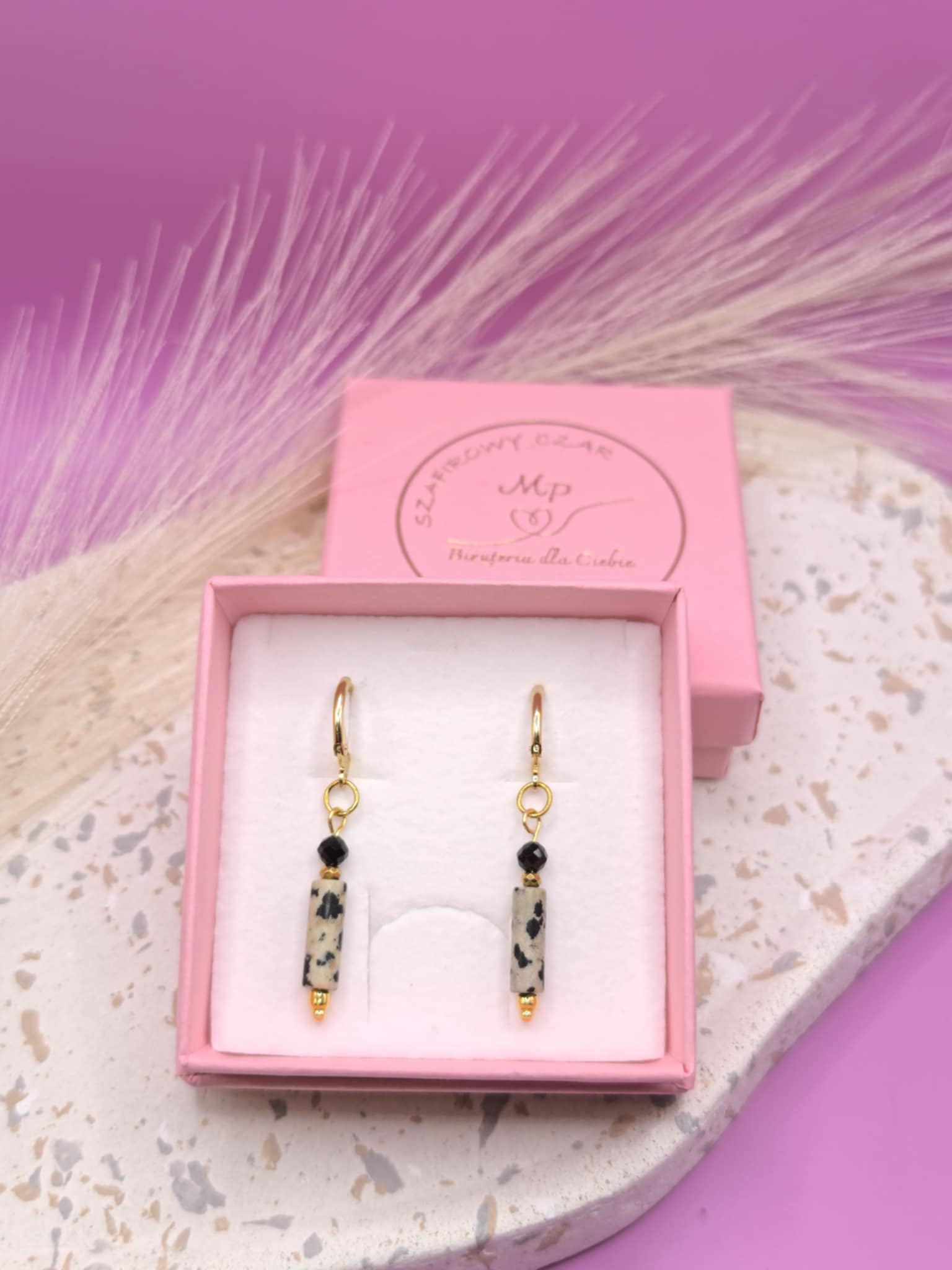 Kolczyki jaspis dalmatyński