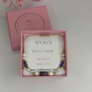 Bransoletka Spokój Howlit i Ametyst